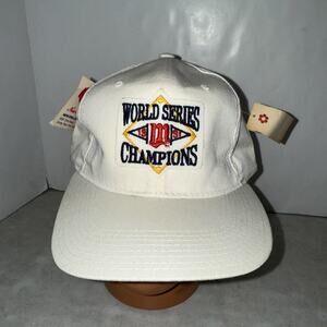 Vtg MN Twins 1991 World Series Champs Snapback Hat MLB baseball Puckett Hrbek